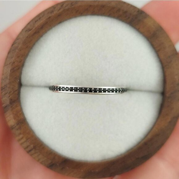 925 Sterling Silver Black CZ Band Ring - Picture 5 of 9